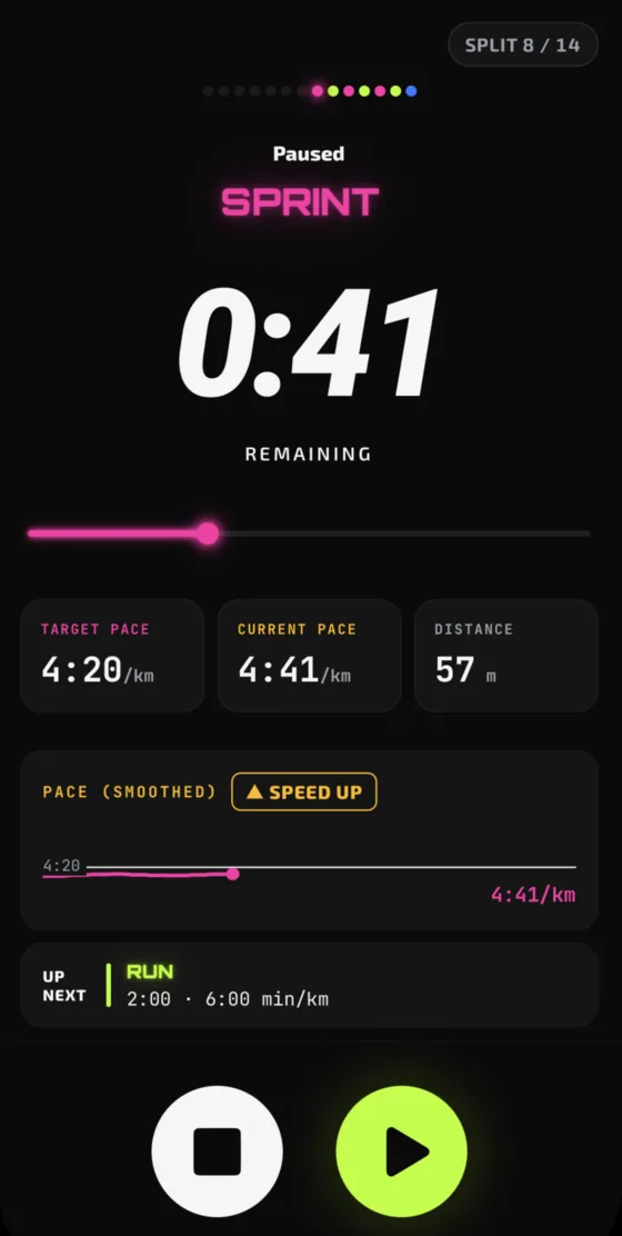 Onome active run: a sprint interval